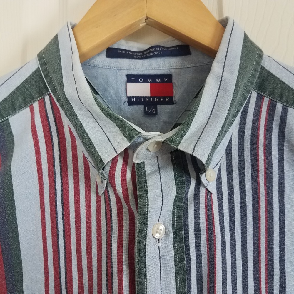 Mens Vintage TOMMY HILFIGER Button Down Shirt L